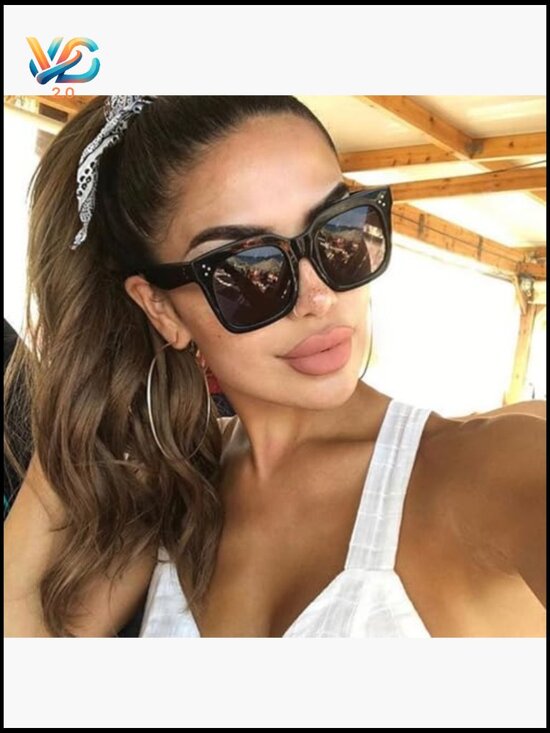 Oversized Square Sunglasses UV400 Protection Vintage Flat Lens main image 6